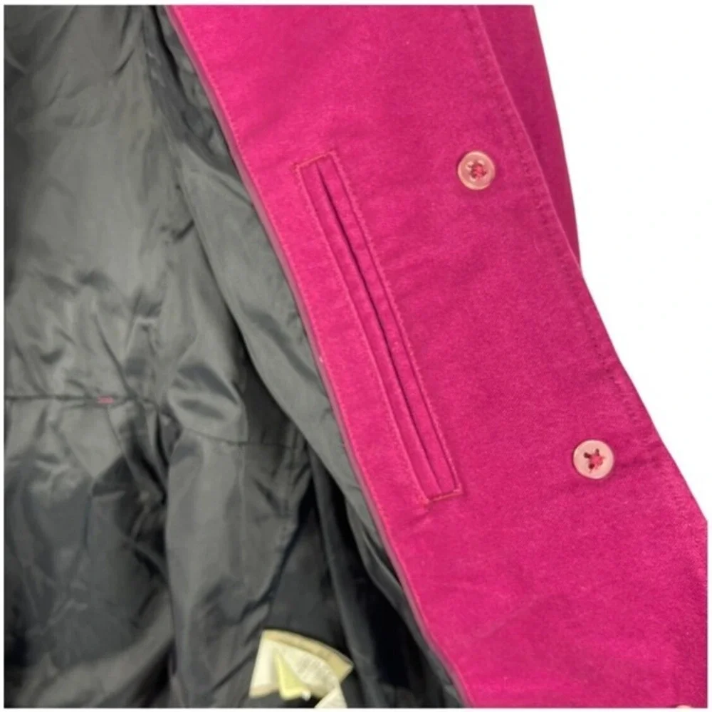 LL Bean Pea Coat Belted Canvas Field Jacket Small Pink Chore Barn Spring Preppy‎